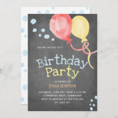 Balloons Kids Birthday Party Chalkboard Invitation (Front/Back)