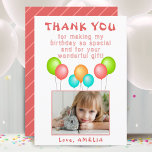 Balloons Kids Birthday Photo Thank You<br><div class="desc">Balloons Kids Birthday Photo Thank You. Thank you balloon birthday card for the children`s birthday party. This design comes with balloons in red,  blue,  pink and green colors. Personalize the card with your child`s name,  thank you message and photo.</div>
