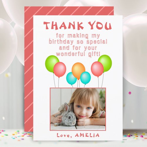 Balloons Kids Birthday Photo Thank You 