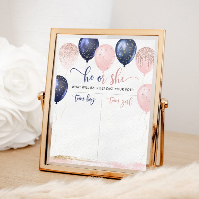 Balloons navy pink Gender reveal Boy or Girl chart (Creator Uploaded)