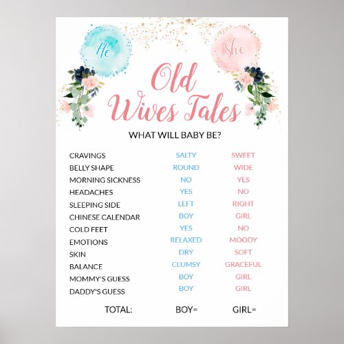 Balloons Old Wives Tales Pink Blue Watercolor Poster