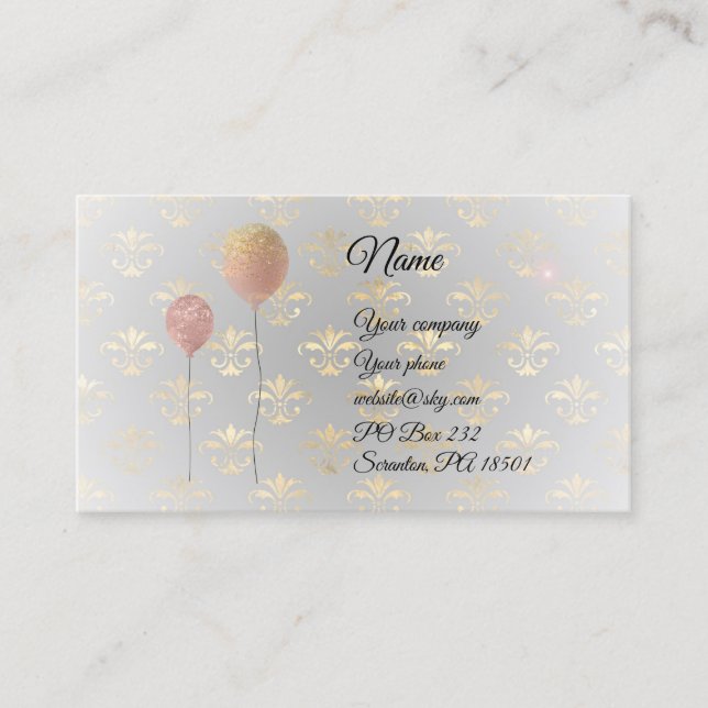 Balloons on Royal Gold Business Card (Front)