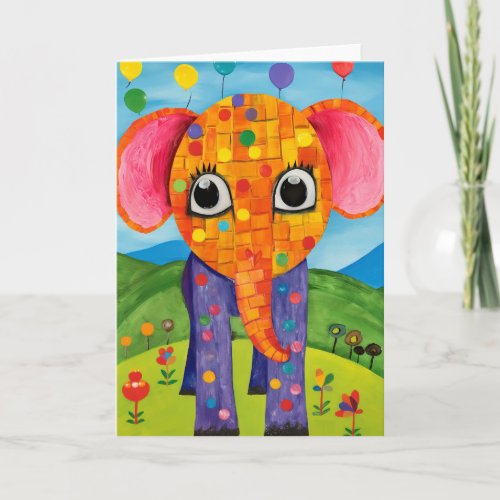 Balloons Over Blossoms Cute Kids Birthday Card