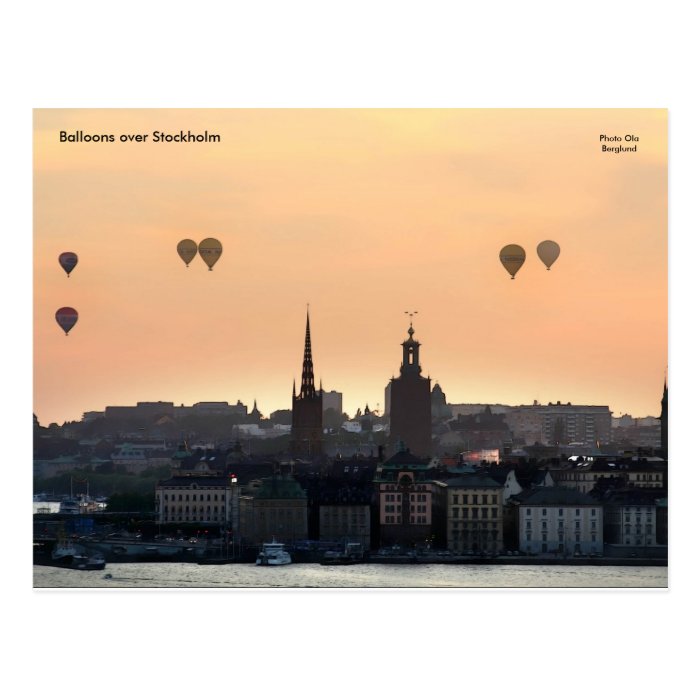 Balloons over Stockholm. Postcard