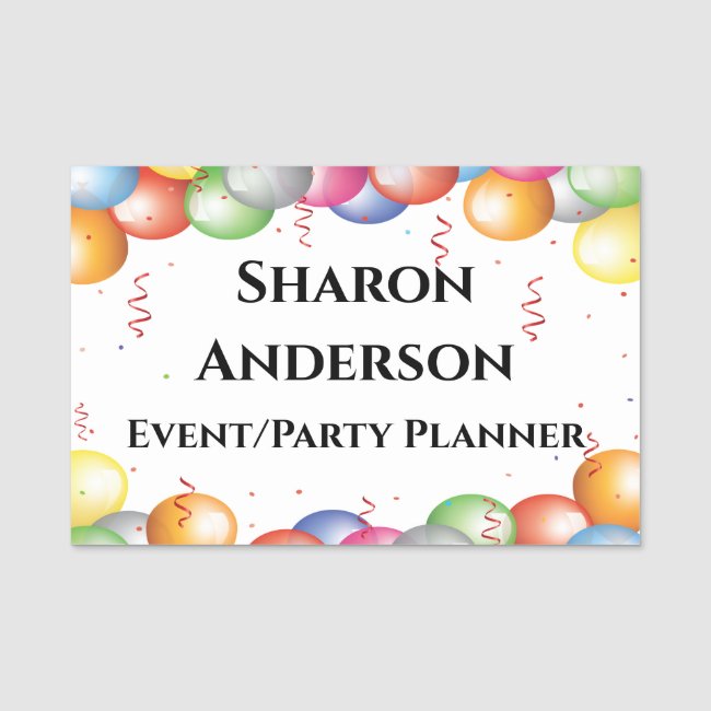Balloons Party Celebration Design Name Tag