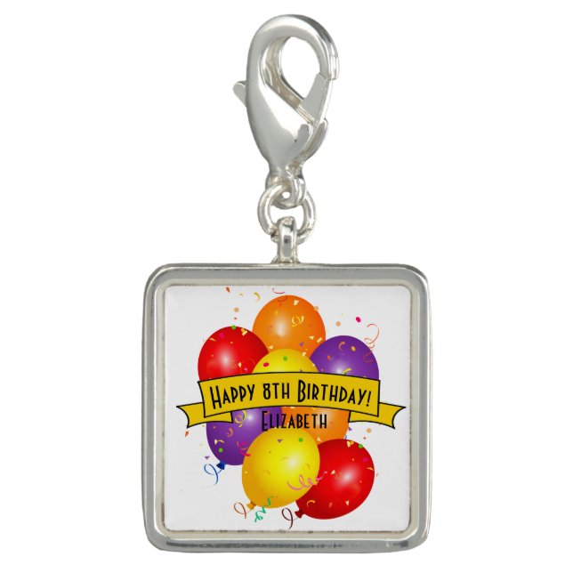 Balloons Party Celebration Yellow Banner Template Charm (Front)