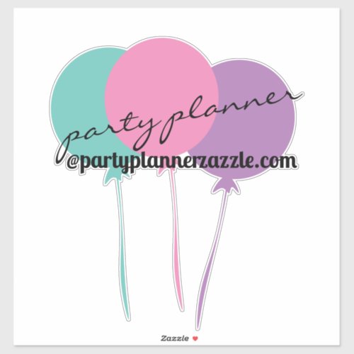 Balloons Party Planner Any Color Name Car Sticker