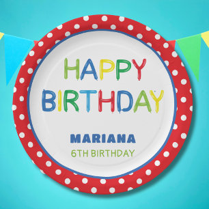 BALLOONS PARTY TIME PAPER PLATES