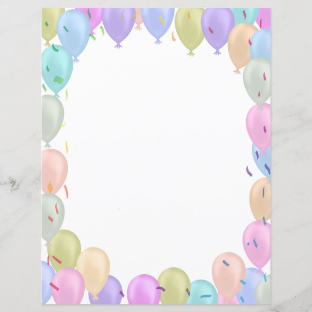 Balloons Pastel Paper Sheet (Front)
