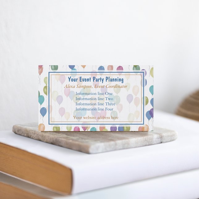 Balloons Pattern Party Event Planning Business Card (Creator Uploaded)
