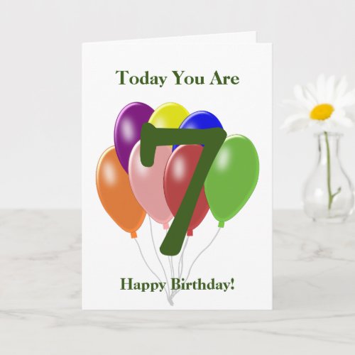 Balloons Personalised 7th Birthday Card