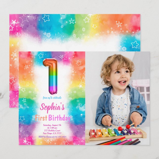 Balloons Photo Invitation (Front/Back)