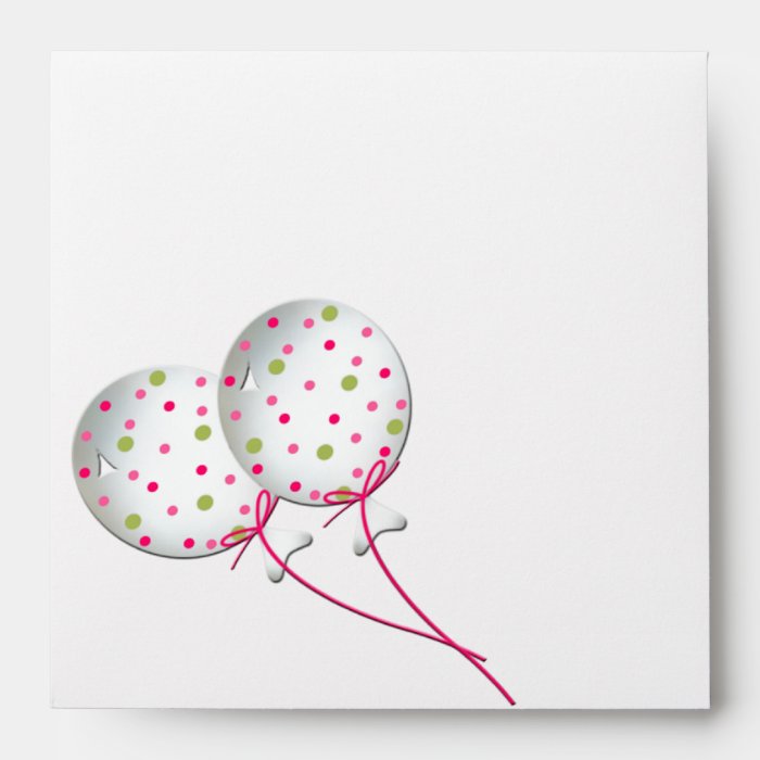 Balloons Pink Green Stripes Invitation Envelopes