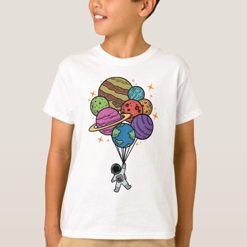 Balloons Planets Outer Space Galaxy Universe T_Shirt
