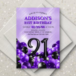Balloons Purple 21st Birthday Invitation<br><div class="desc">Bunches and bunches of balloons—this design just doesn't hold back! Featuring bold numbers and elegant typography in a space that's literally overflowing with balloons, this design is an instant party-starter. The purple and black color scheme and retro typography set a classic, stylish tone for your event. Perfect for the modern...</div>