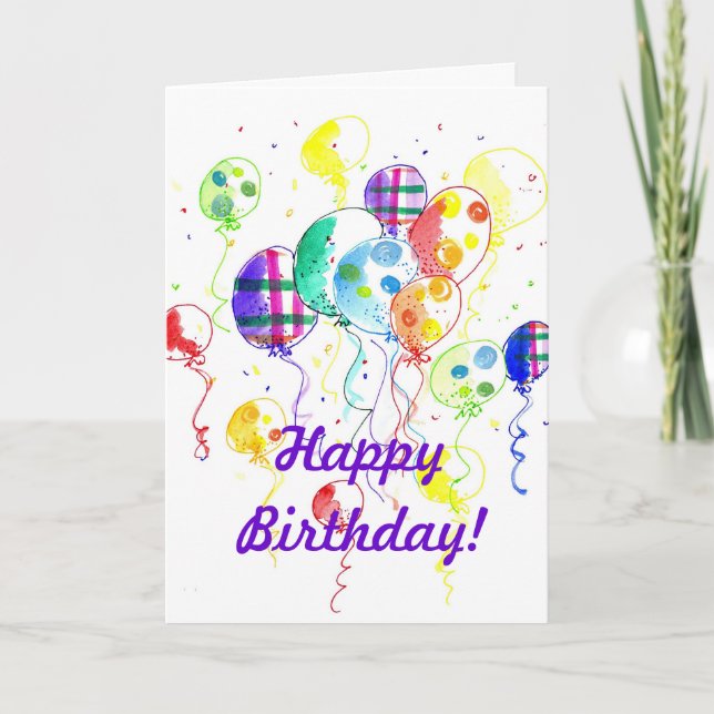 Balloons Rainbow Party Celebrate Confetti Card (Front)