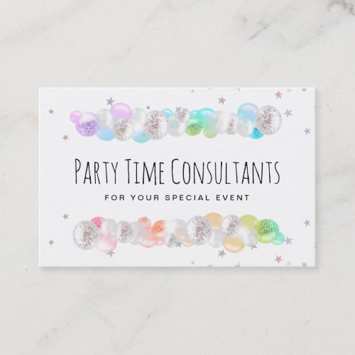  Balloons Rainbow Party Event Planner Festive B Business Card