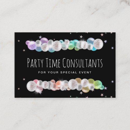  Balloons _ Rainbow Party Event Planner Festive Business Card