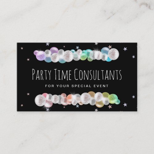  Balloons Rainbow Party Event Planner Modern Business Card