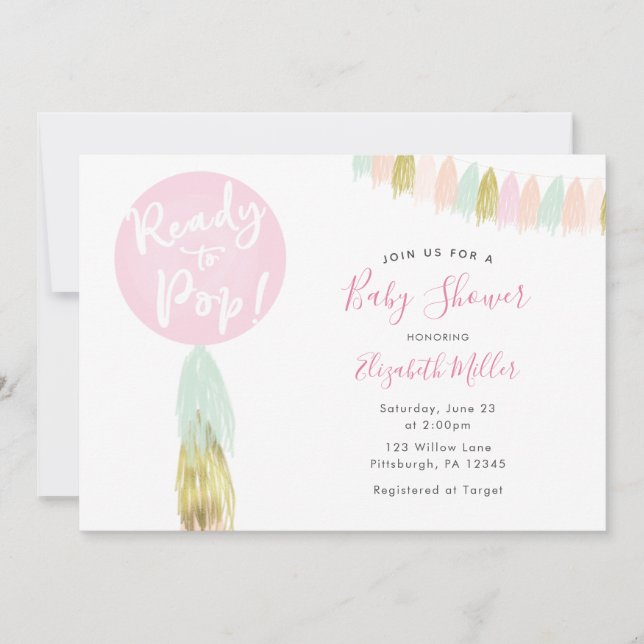 Balloons Ready to Pop Baby Shower invitation (Front)