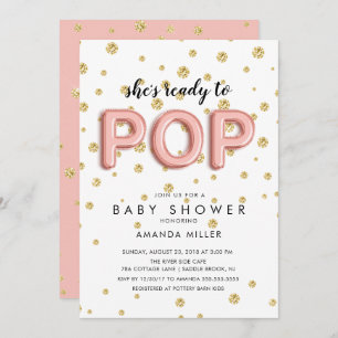 Balloons Ready to POP Girls Shower Invitations