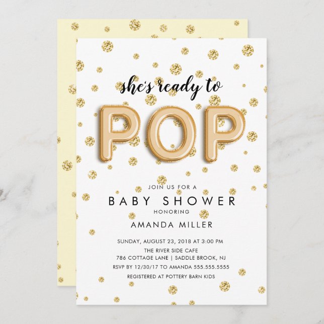 Balloons Ready to POP Neutral Shower Invitations (Front/Back)