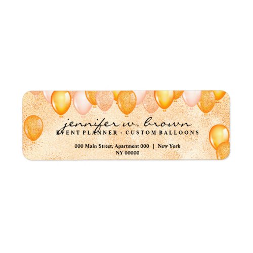 Balloons sparkle event planning label