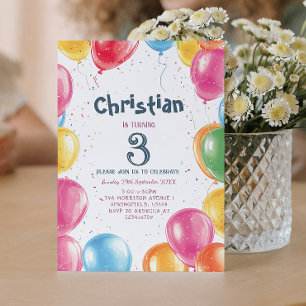 Balloons theme Birthday Party  Invitation