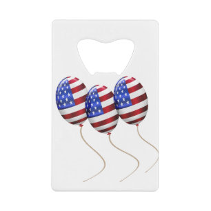 Balloons with American flag for 4th of July Credit Card Bottle Opener