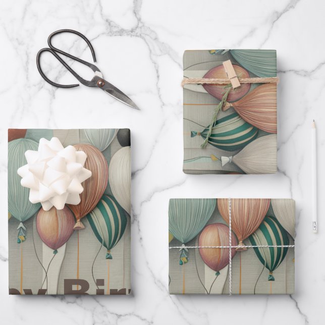 Balloons Wrapping Paper Sheets (Front)