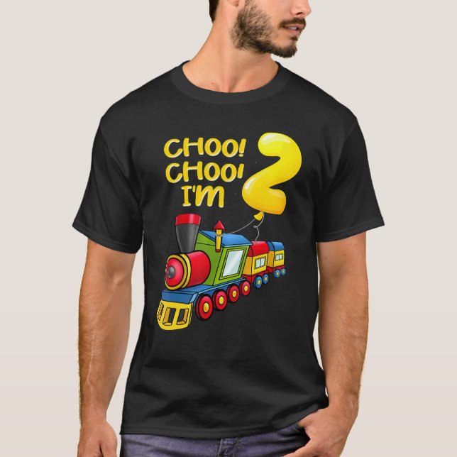 Balloons Youth I'm 2 Years Old Boys Train 2nd Birt T-Shirt (Front)
