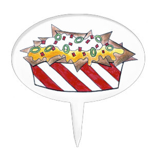 Ballpark Cheese Nachos Chips Carnival Fair Food Cake Topper