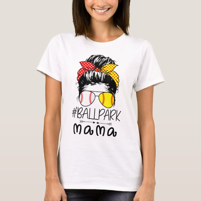 BallPark Mama Baseball Softball Mother's Day Mom M T-Shirt (Front)