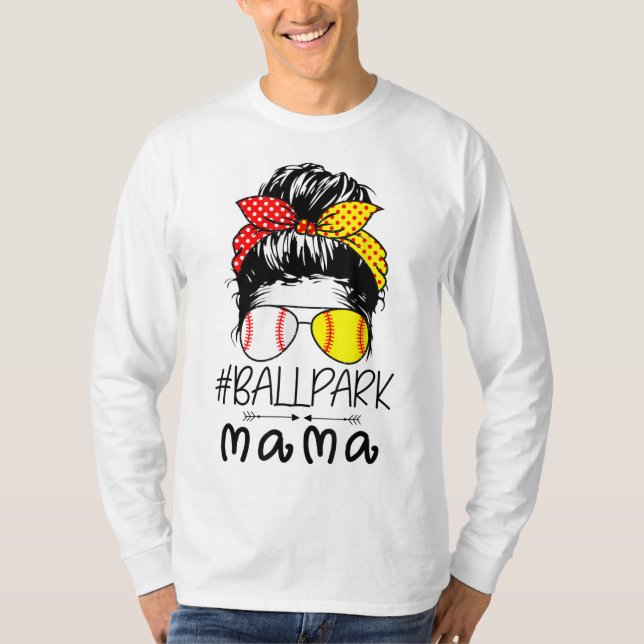 BallPark Mama Baseball Softball Mother's Day Mom M T-Shirt (Front)