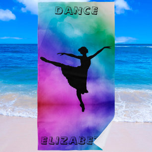 Ballroom Ballerina Watercolor Beach Towel