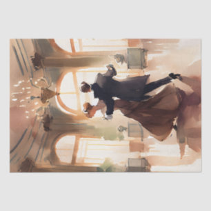 Ballroom Couple Dancing Watercolor Tissue Paper
