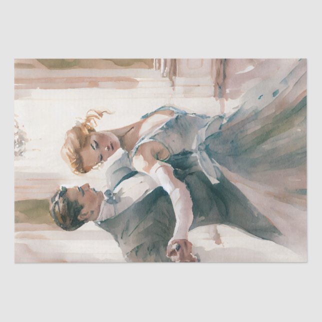 Ballroom Couple Dancing Watercolor Tissue Paper (Front)