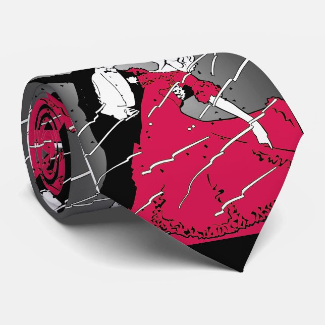 Ballroom Dance Couple Midnight Dance Neck Tie (Rolled)
