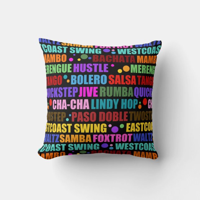 Ballroom Dance Styles | Colorful Dancer Throw Pillow (Front)
