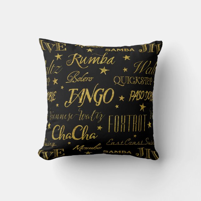 Ballroom Dance Styles Repeat Pattern Custom Color Throw Pillow (Front)