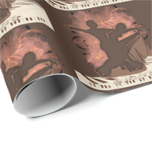 Ballroom Dance Waltz Couple on Piano Keys Music Wrapping Paper