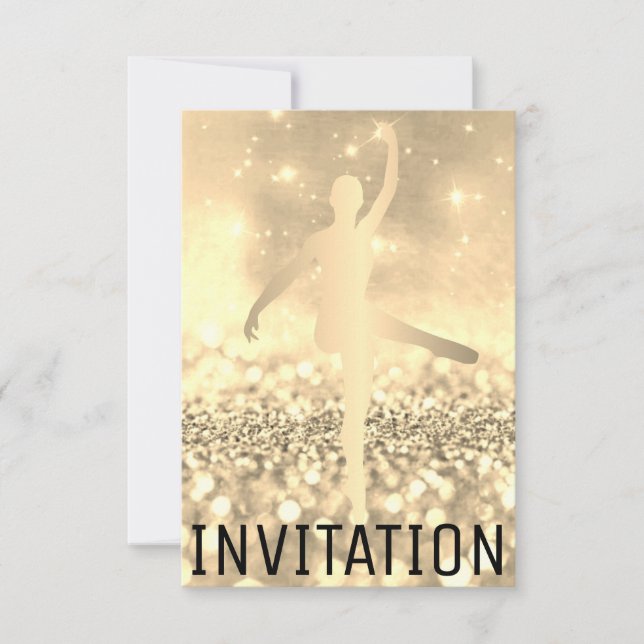 Ballroom Dancer Piruette Foxier Titanium Ivory Invitation (Front)