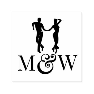 Ballroom Dancers #1 Couple 2 Initials LG Ampersand Self-inking Stamp