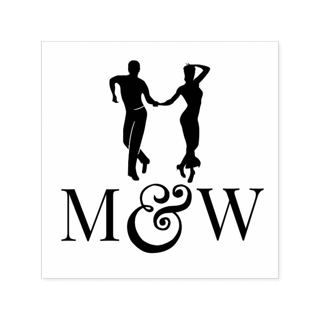 Ballroom Dancers #1 Couple 2 Initials LG Ampersand Self-inking Stamp (Design)