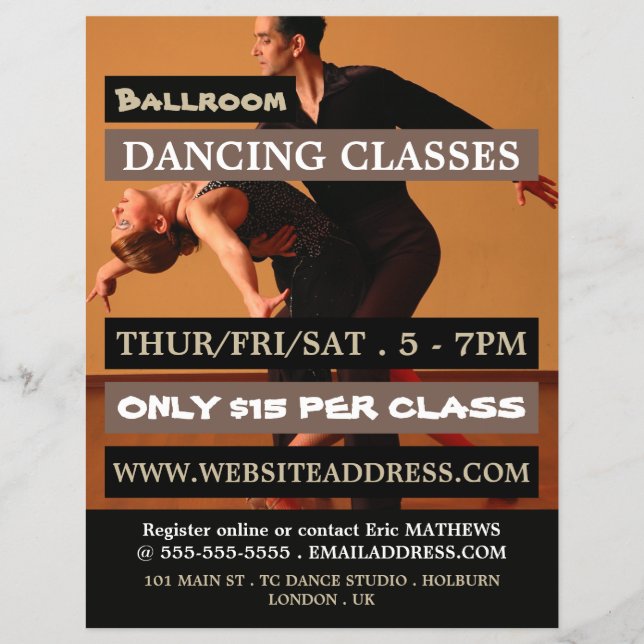 Ballroom Dancers, Dance Lesson Advertising Flyer (Front)