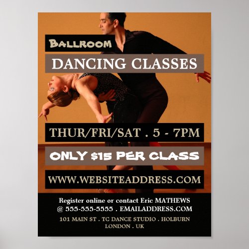 Ballroom Dancers Dance Lesson Advertising Poster