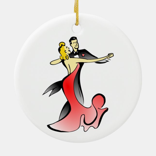 Ballroom Dancers dancing couple swing dance Ceramic Ornament (Back)