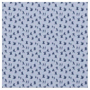 Ballroom Dancers, Navy on Light Blue Fabric