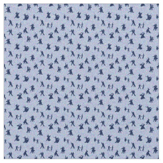 Ballroom Dancers, Navy on Light Blue Fabric