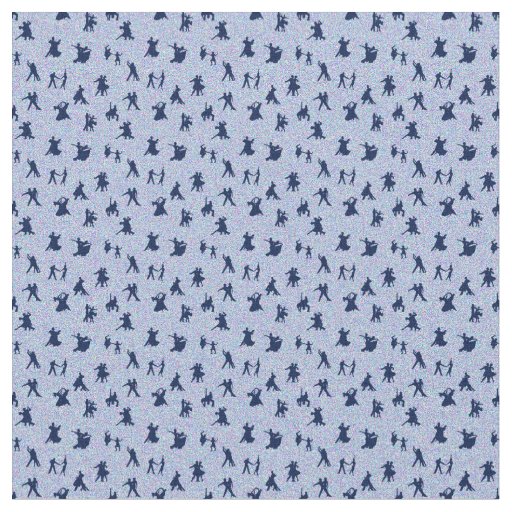 Ballroom Dancers, Navy on Light Blue Fabric